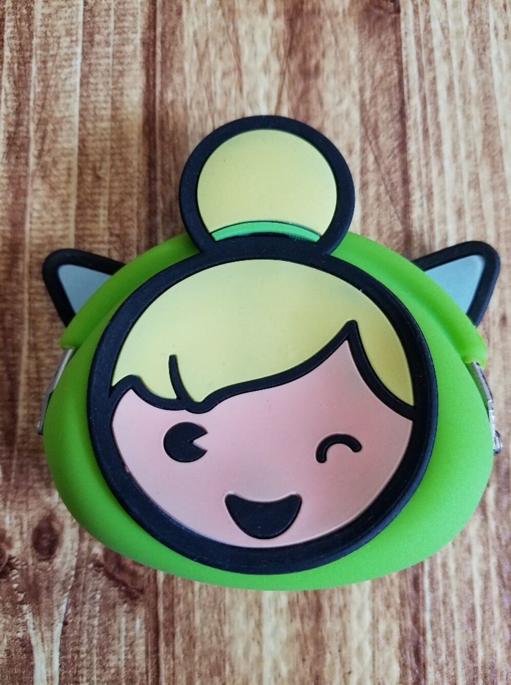 Disney Store Tinker Bell Green Coin Pouch Cartoon Silicon Peter Pan Emoji